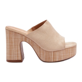 Beige Women's Flip-Flops with High Heels, Siobhan