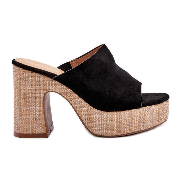 Women's Slippers with High Heels, Black, Siobhan Women's Slippers with High Heels, Black, Siobhan