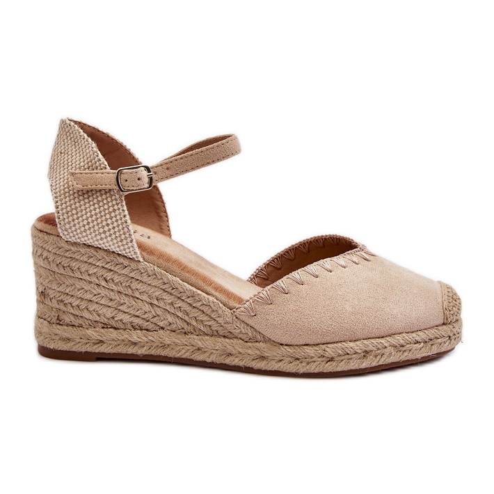 Suede Espadrille Wedge Sandals With Braid Beige Raylin