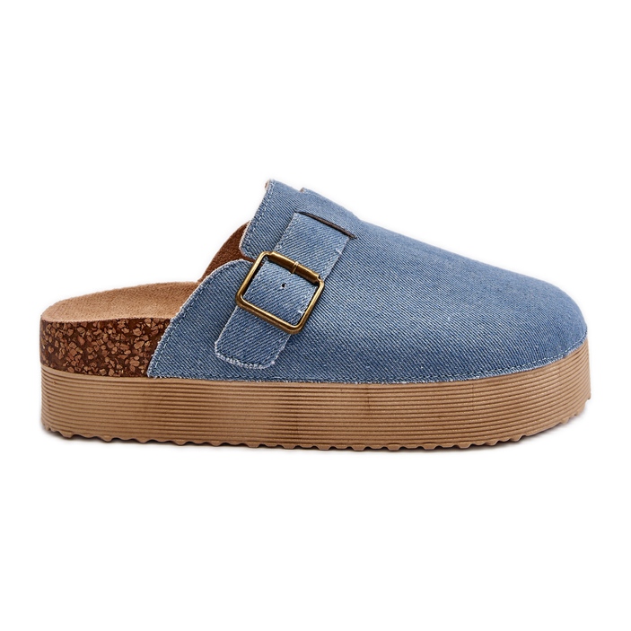 Women's Denim Flip-Flops Clogs On Platform Blue Jorffia