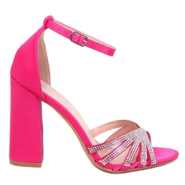 Nikitai Fuchsia high-heeled sandals with rhinestones pink