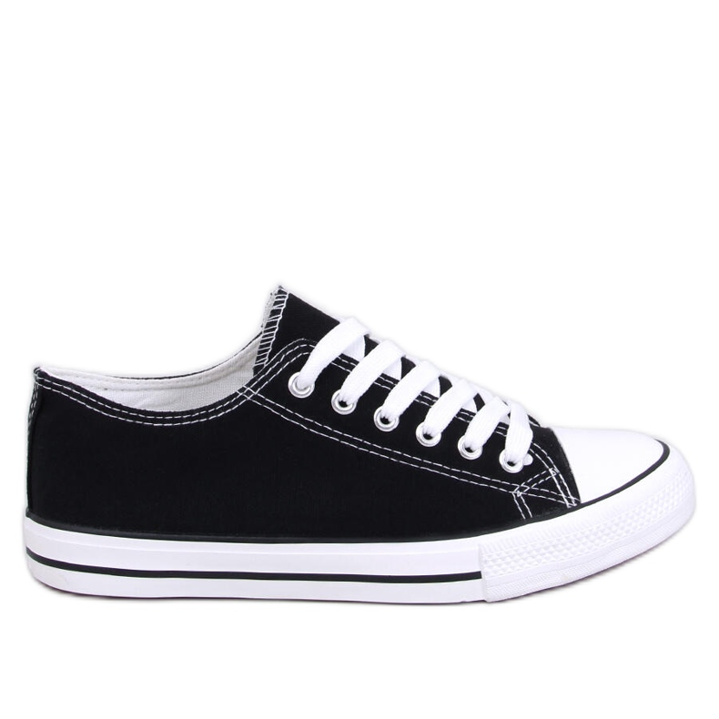 Classic lace-up sneakers Levens Black (white sole)