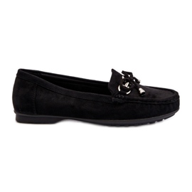 Women's suede moccasins with decoration, Black Daphikaia Women's suede moccasins with decoration, Black Daphikaia