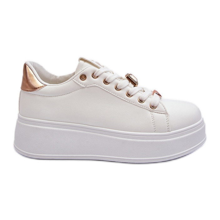 Women's Platform Sneakers With Decorations, White Herbisa