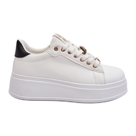 Women's Platform Sneakers With Decorations, White Herbisa Women's Platform Sneakers With Decorations, White Herbisa
