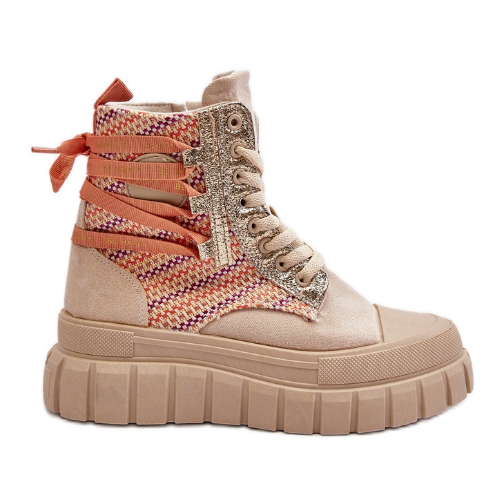Beige Women's High Sneakers on a Massive Platform Kernia