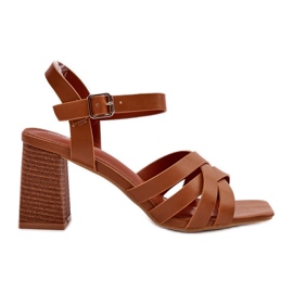 Women's Sandals on a High Heel Camel Opifiana brown