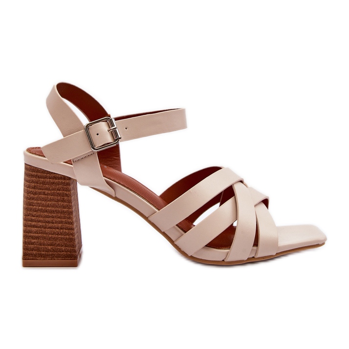 Women's Sandals on a High Heel Beige Opifiana