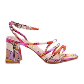 Patterned Sandals on a High Heel Purple Jenglla