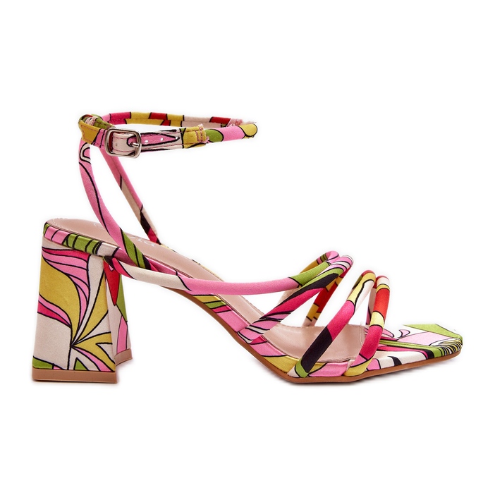Patterned Sandals on a High Heel Multicolor Jenglla pink