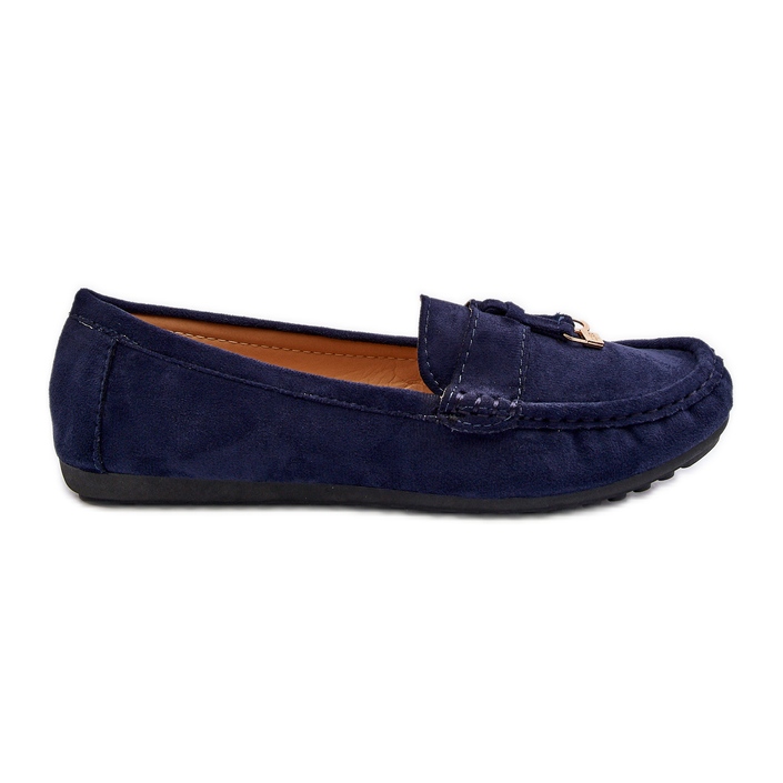 Women's Suede Classic Moccasins Navy Blue Ontala