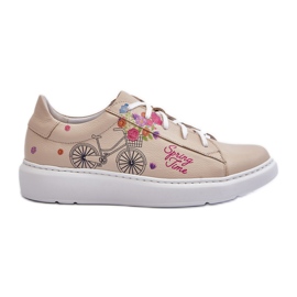 Zazoo 024/TAMARA Women's Leather Sneakers, Beige Zazoo 024/TAMARA Women's Leather Sneakers, Beige