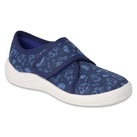 Befado children's slippers with velcro 463Y300, navy blue, with applications