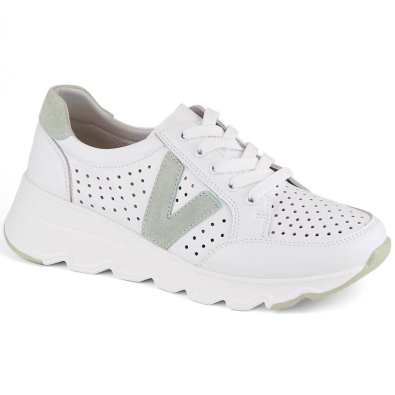 Women's openwork leather sports shoes, white Vinceza 7875 Women's openwork leather sports shoes, white Vinceza 7875