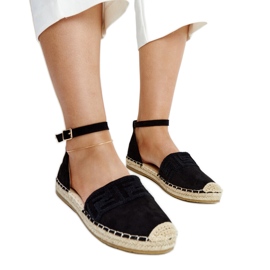 Black espadrilles with decorative Sonja embroidery