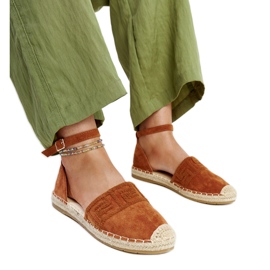 Brown espadrilles with decorative Sonja embroidery