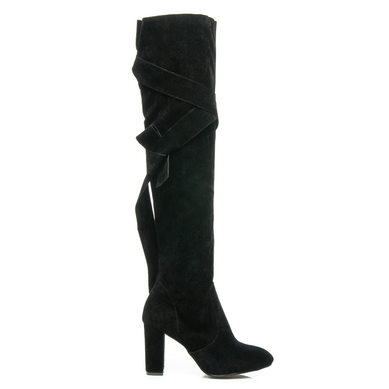 Vices Over-the-knee boots with a stylish binding black