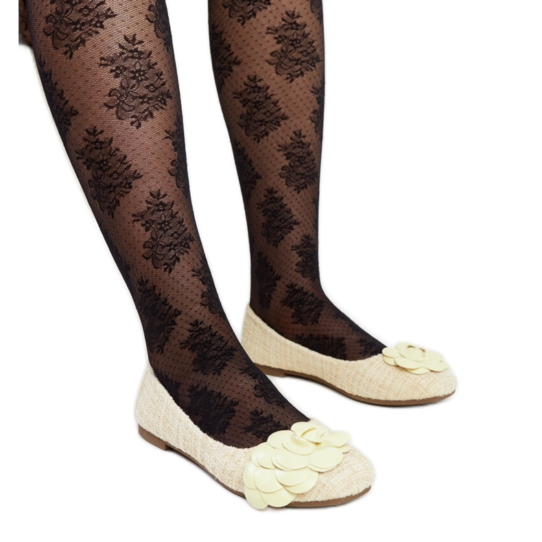 Yellow ballet flats with a decorative Mateja flower Yellow ballet flats with a decorative Mateja flower