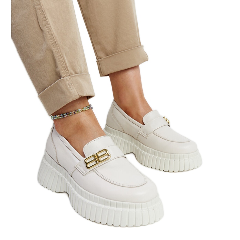 Light beige leather shoes, Karino moccasins