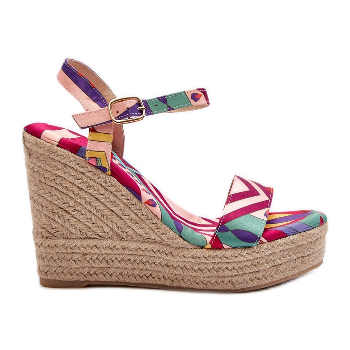 Patterned Wedge Sandals Made of Braided Multicolor Anihazra multicolored