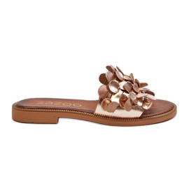 Zazoo 40381 Women's Leather Flat Sandals, Gold golden