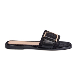 Shiny Women's Flip-Flops With Decorated Black Tops