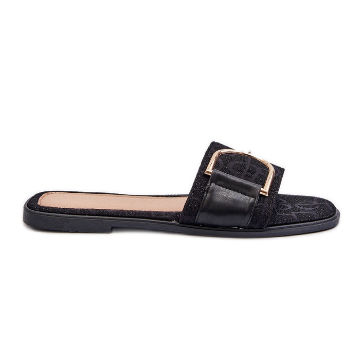 Shiny Women's Flip-Flops With Decorated Black Tops