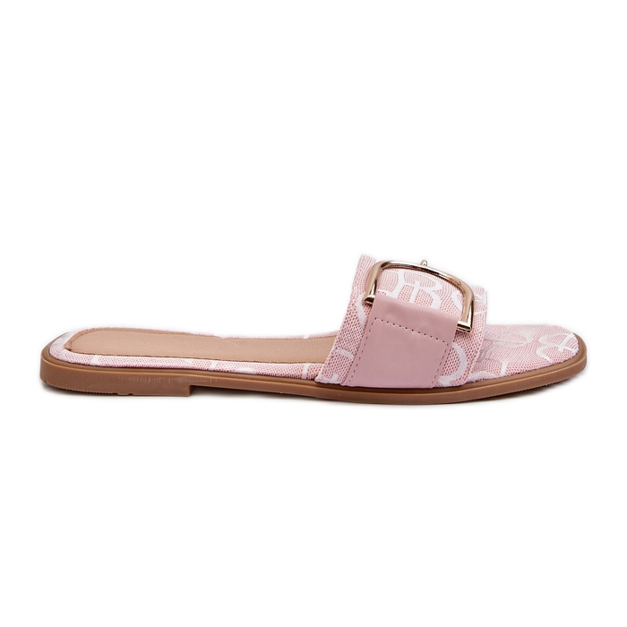 Shiny Women's Flip Flops With Pink Decoration