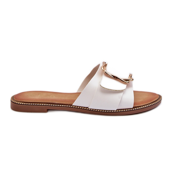Women's Flip-Flops With a Strap and Buckle White Opahiri
