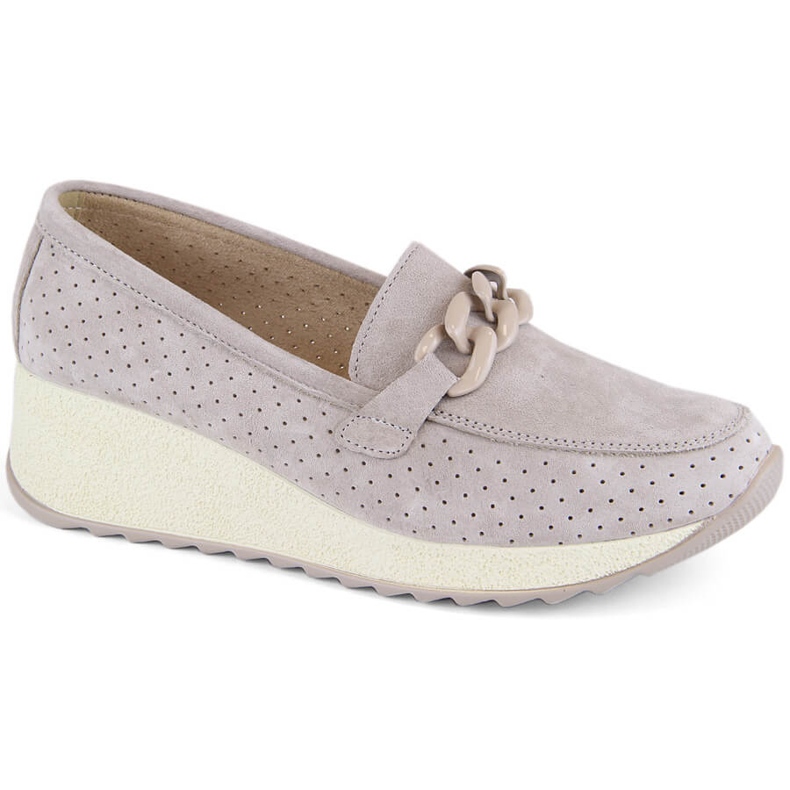Women's beige leather suede wedge shoes Filippo DP6212