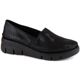 Shiny black leather slip-on wedge shoes Filippo DP6161