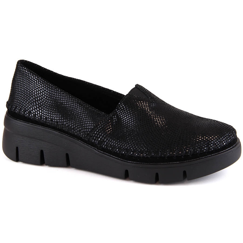 Shiny black leather slip-on wedge shoes Filippo DP6161