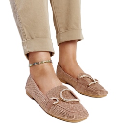 Brown shiny Mebrat moccasins beige Brown shiny Mebrat moccasins beige