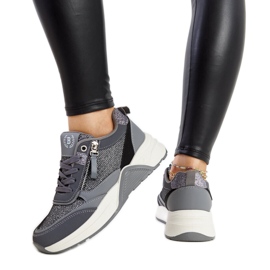 Gray shiny sneakers on the Makda platform grey Gray shiny sneakers on the Makda platform grey