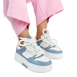 White and blue platform sneakers