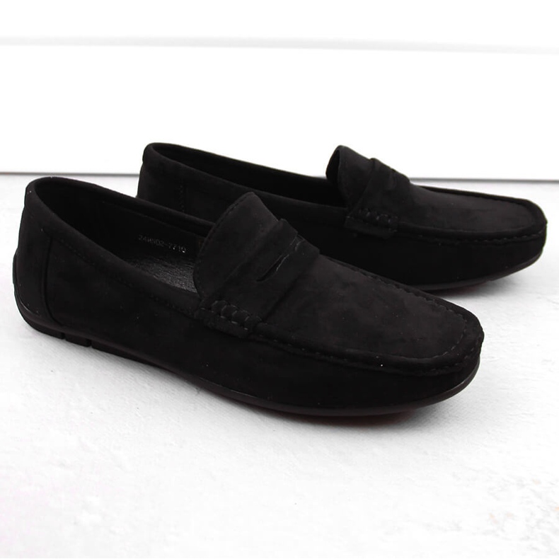 News Suede shoes, men's slip-on moccasins, black Unisoft 7710