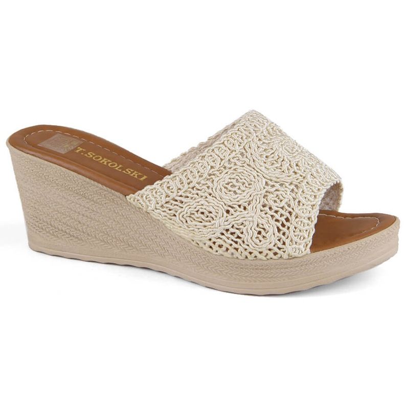 Women's beige wedge sandals T.Sokolski 321