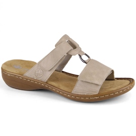 Comfortable women's beige Velcro flip-flops Rieker 60885-62