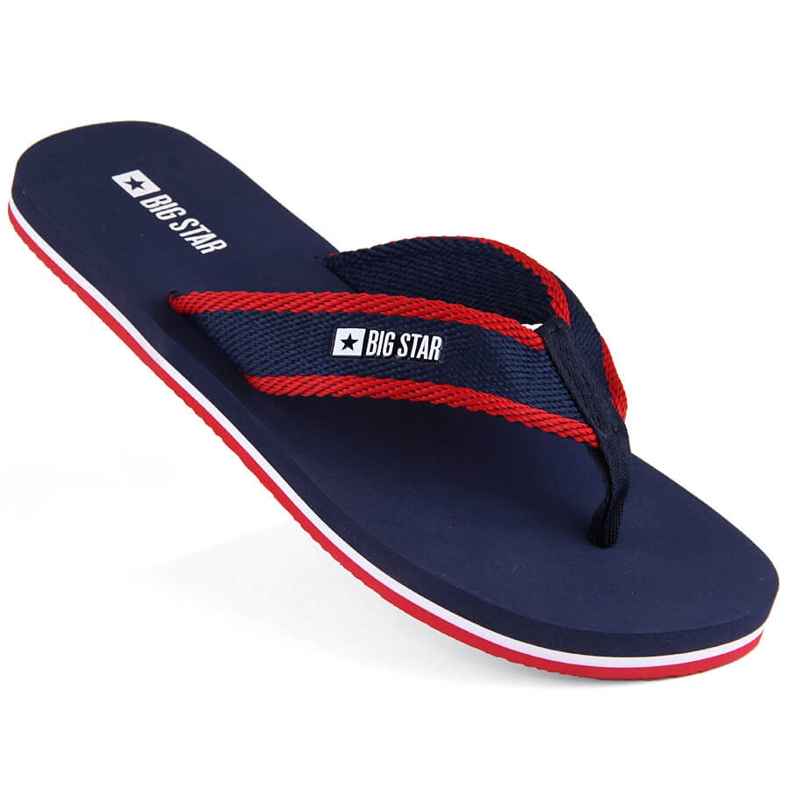 Men's navy blue flip-flops Big Star NN174623
