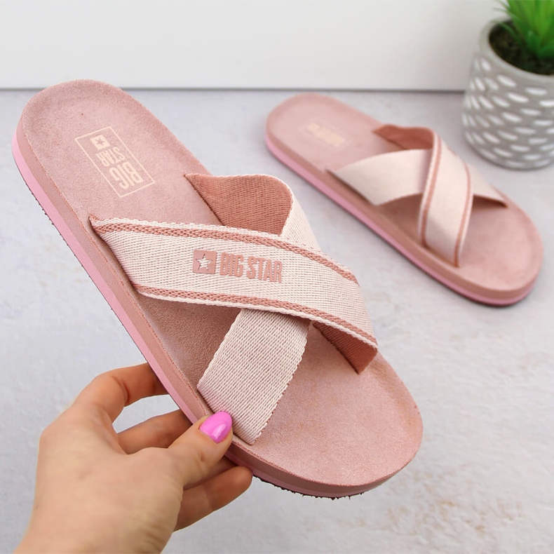 Women's pink beach swimming pool flip-flops Big Star NN274A058