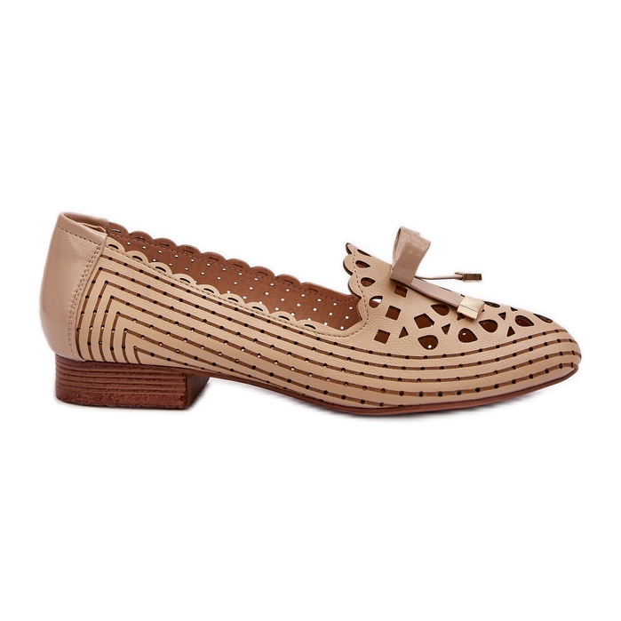 Jezzi Beige Women's Openwork Ballerinas With Bow Nestavia Jezzi Beige Women's Openwork Ballerinas With Bow Nestavia
