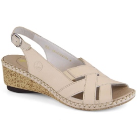 Comfortable leather sandals Rieker W RKR682, beige Comfortable leather sandals Rieker W RKR682, beige