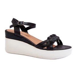 Esinna Black Wedge Sandals