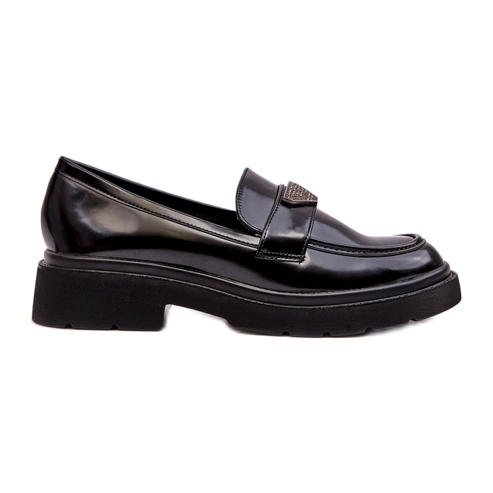 Women's Flat-Heel Loafers, Black