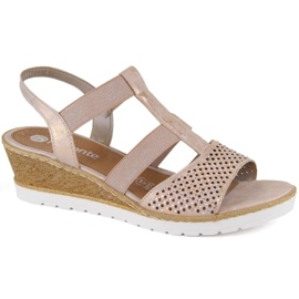 Rieker Comfortable wedge sandals Remonte W RKR667, pink gold Rieker Comfortable wedge sandals Remonte W RKR667, pink gold