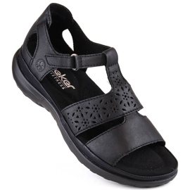 Comfortable leather sandals Rieker W RKR668 black