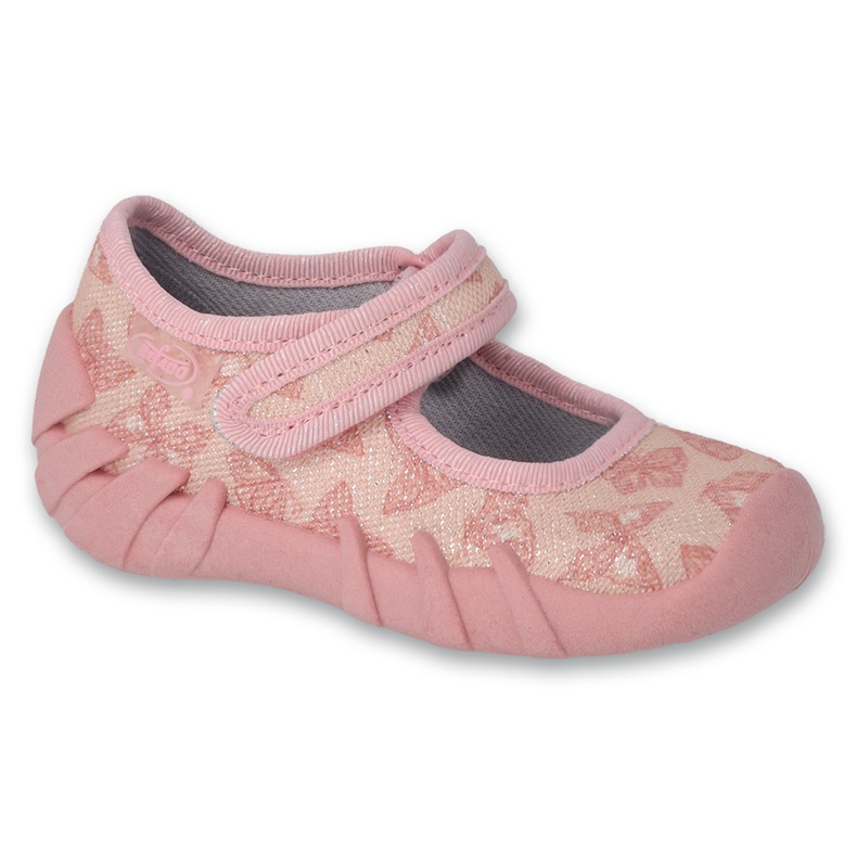 Befado children's slippers with velcro 109N263, pink with butterflies