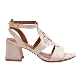 Beige Low Heel Sandals Eleriva