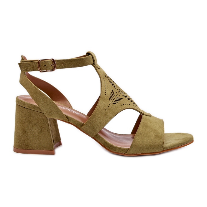 Green Low Heel Sandals Eleriva