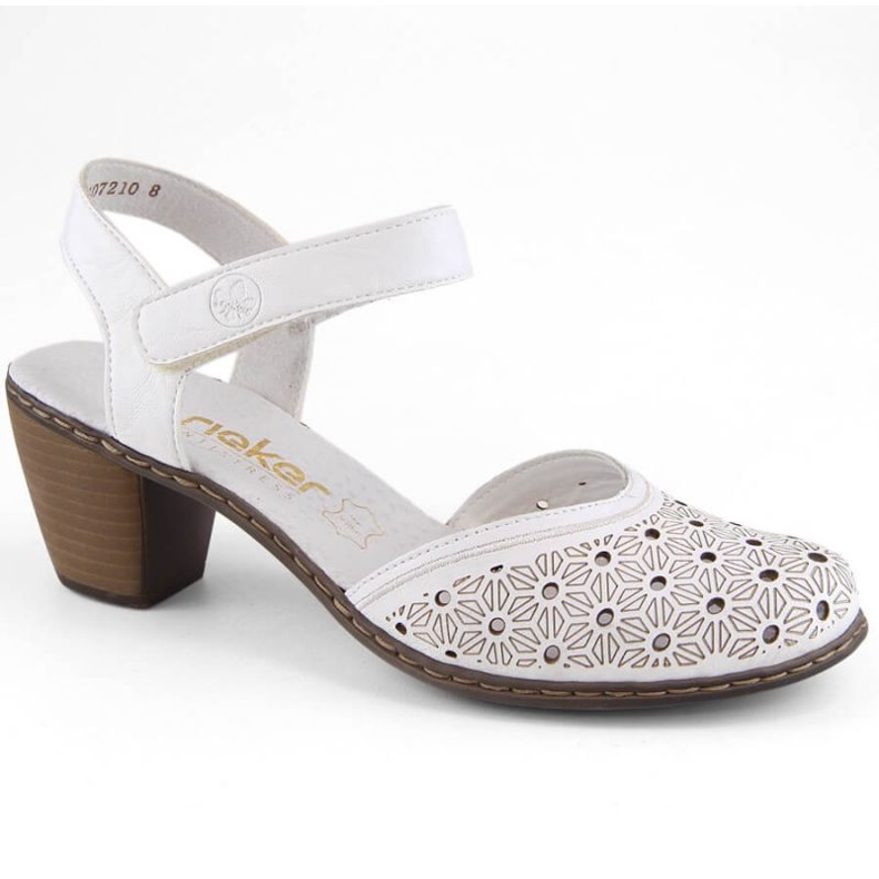 Comfortable leather sandals Rieker W RKR650 white Comfortable leather sandals Rieker W RKR650 white